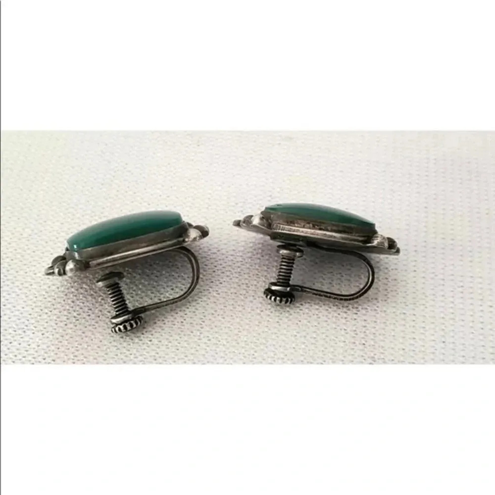 Vintage Morales Medrano Sterling Silver 925 Rectangular Srew Back Earrings - Image 3