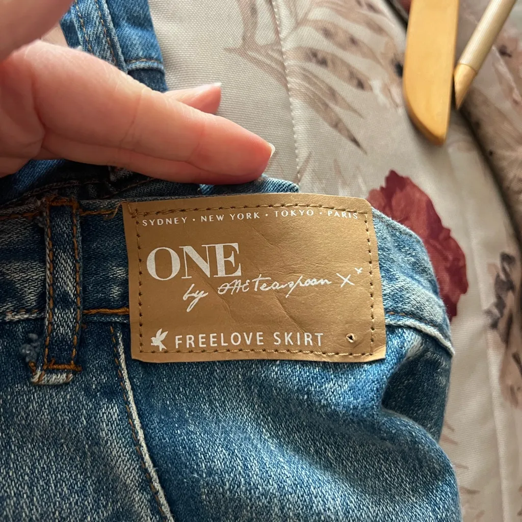 One Teaspoon Free Love High Rise Distressed‎ Denim Pencil Straight Skirt Size 26 - Image 6