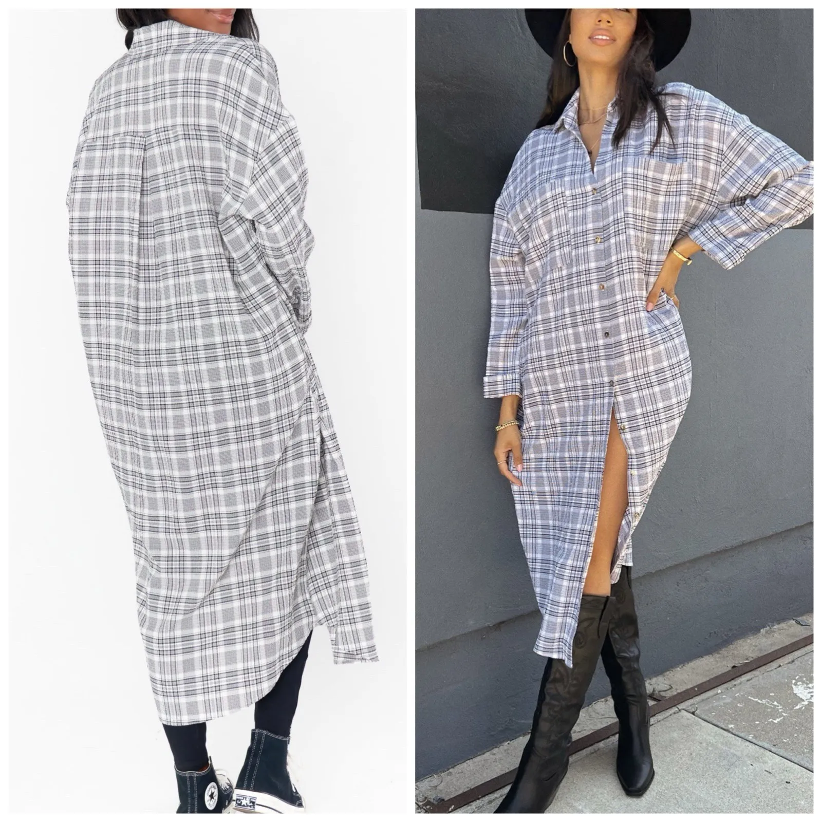 Show Me Your Mumu‎ XS Oversized Leo Button Down Tunic Shirt Dress Seersucker - Image 2