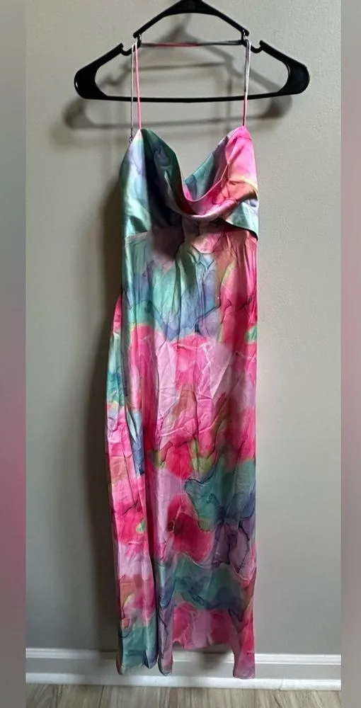 NEW Saints & Secrets Libby Scoop Back Maxi Dress Abstract Pink Women’s M Size M - Image 6