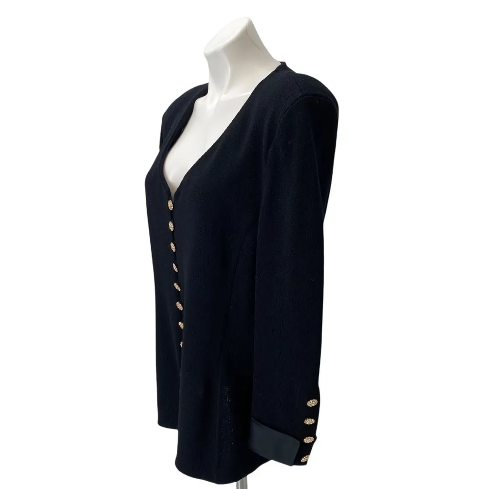 ST. JOHN EVENING Santana Knit Triple Style Rhinestone Button Cardigan Size 12 - Image 6