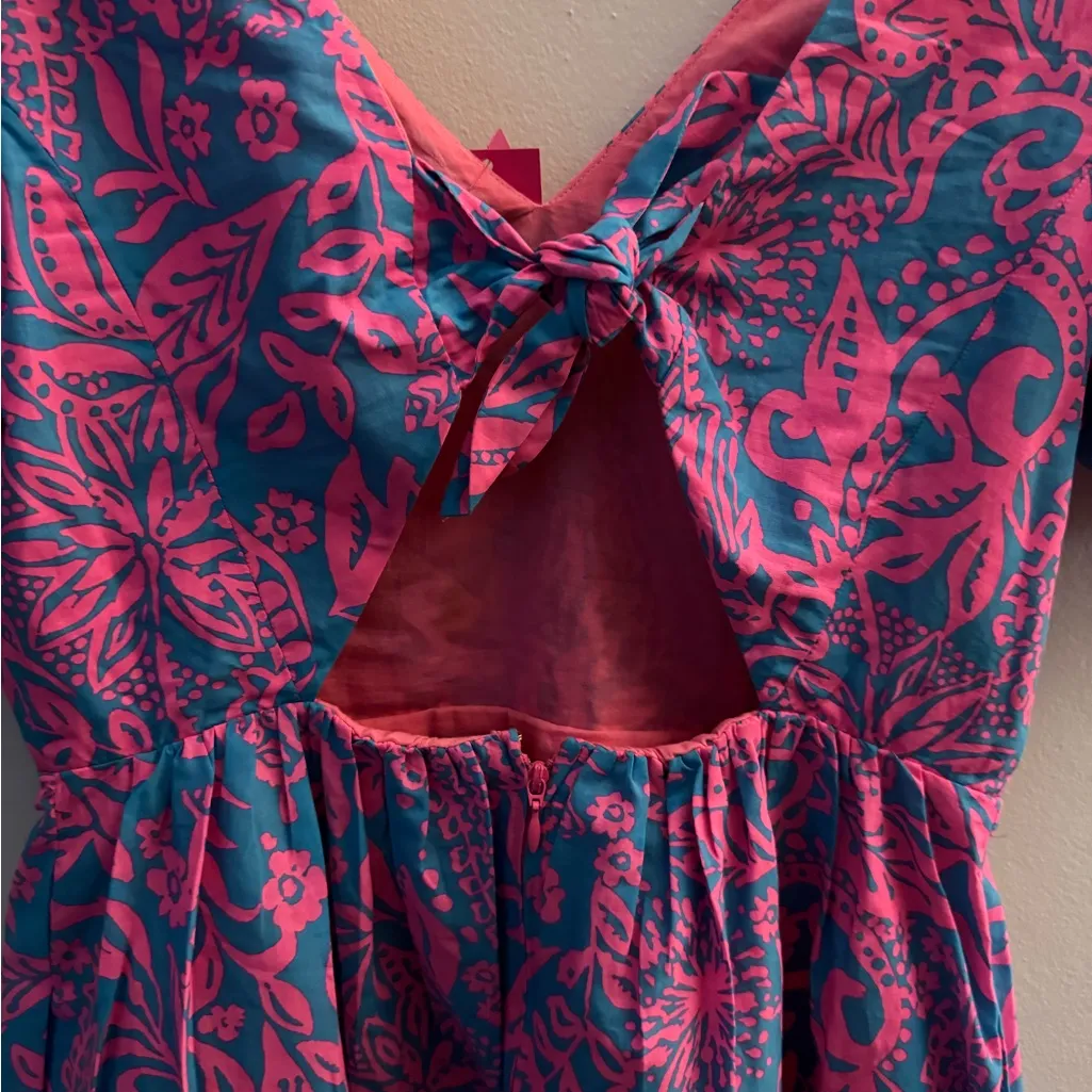 NWT Lilly Pulitzer 2 Suzie Short Sleeve Puff Dress in Pink and Blue - Image 8