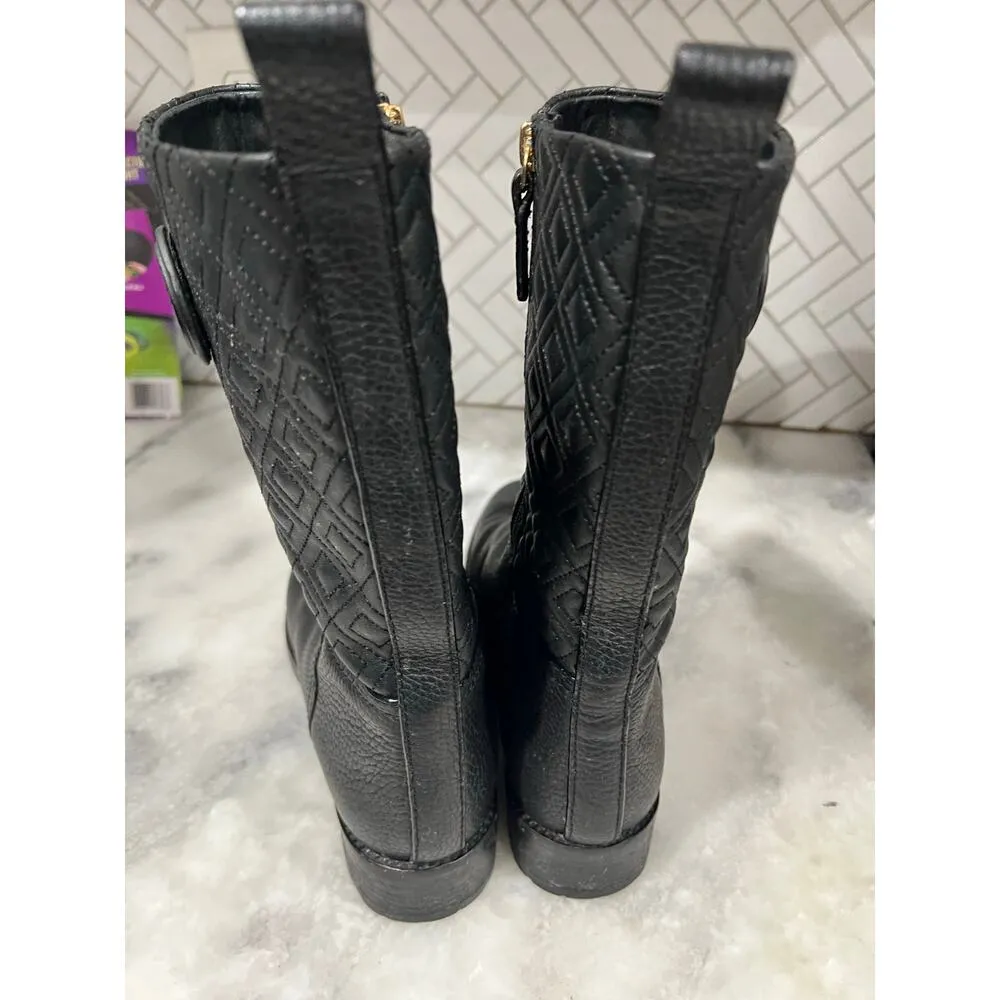 Tory Burch Marion Quilted Short Boots Black Leather Women’s Size 9M - Image 2