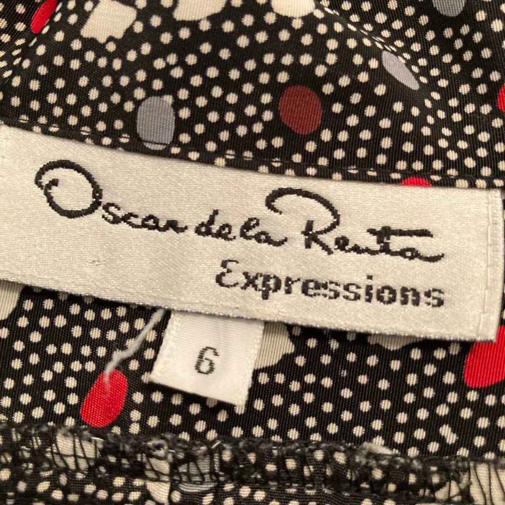 Oscar de la Renta Silk Button-Down Blouse | Black Polka Dot - Image 5