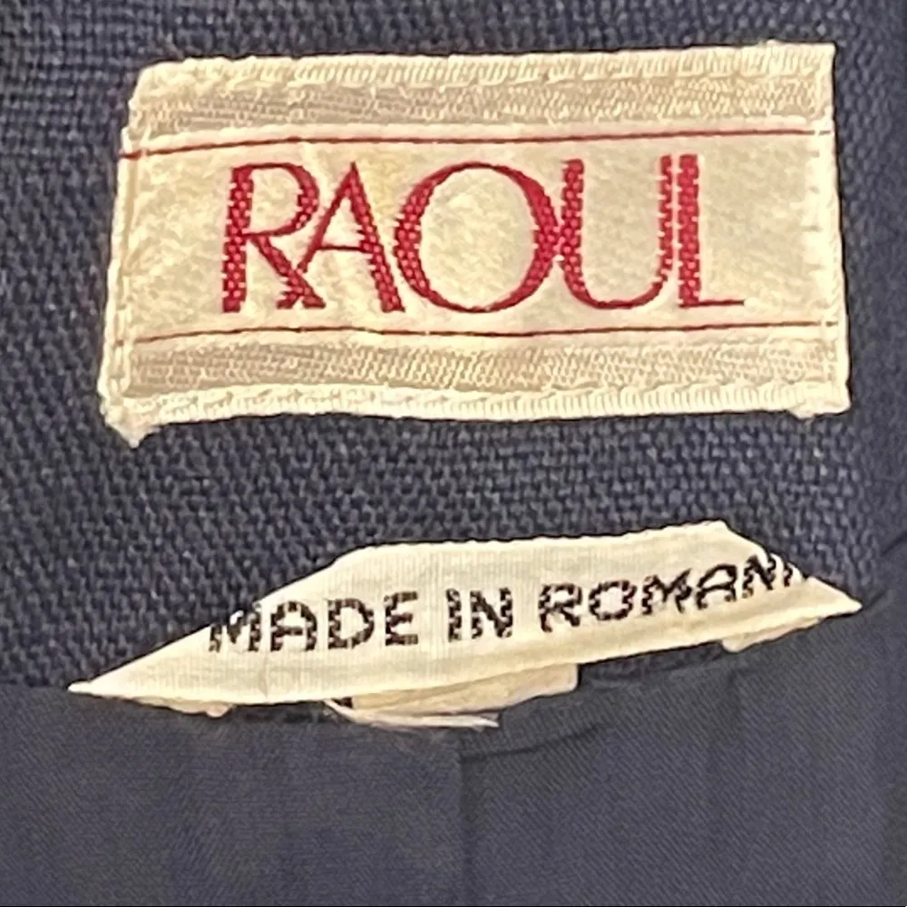 Vintage‎ Raoul Linen Blend Blazer Blue Size 14 - Image 7