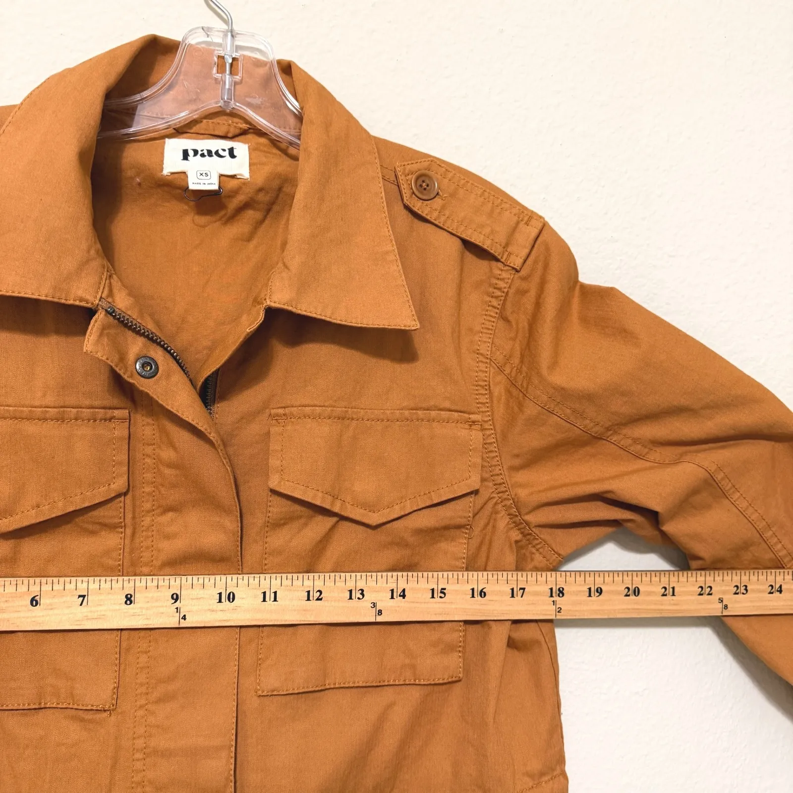 Pact Utility Field Jacket Womens XS Organic Cotton Pockets Cargo Orange Twill - Image 8