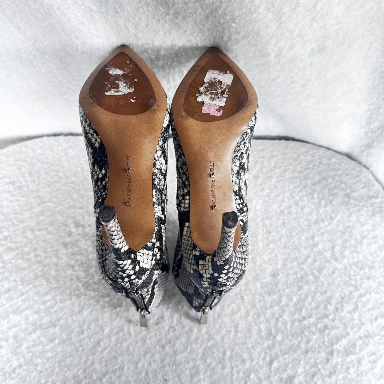 Katherine Kelly‎ Rosie Pointed Toe Snake Print Stiletto Heel Ankle Boots 6.5 Black - Image 5