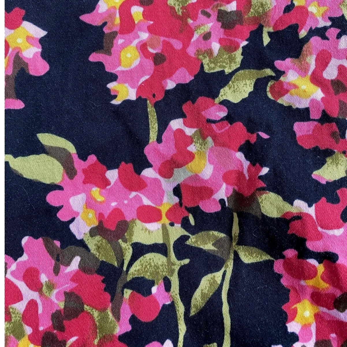 Maggy London Petites Black Pink Retro Floral V-Neckline Cotton Sheath Dress 2P - Image 9