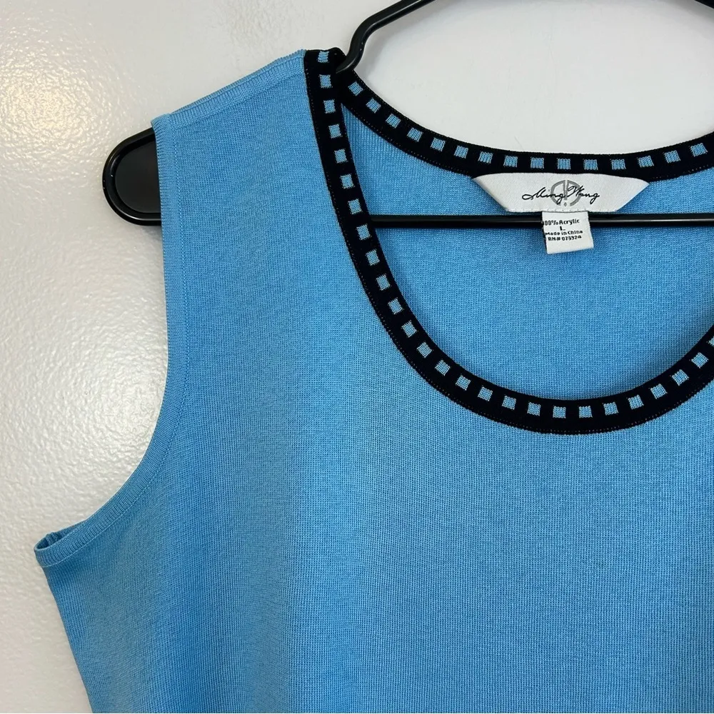Ming Wang Light Blue Sleeveless Blouse/Tank Size Large - Image 5