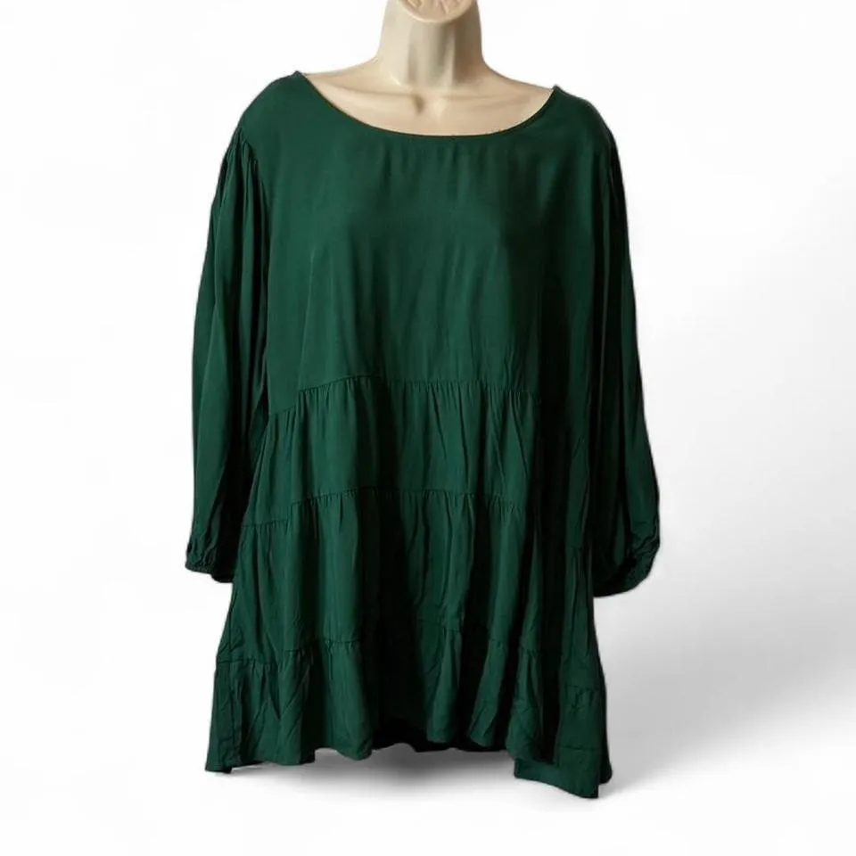 Dark Green Boho Shift Top - Image 2