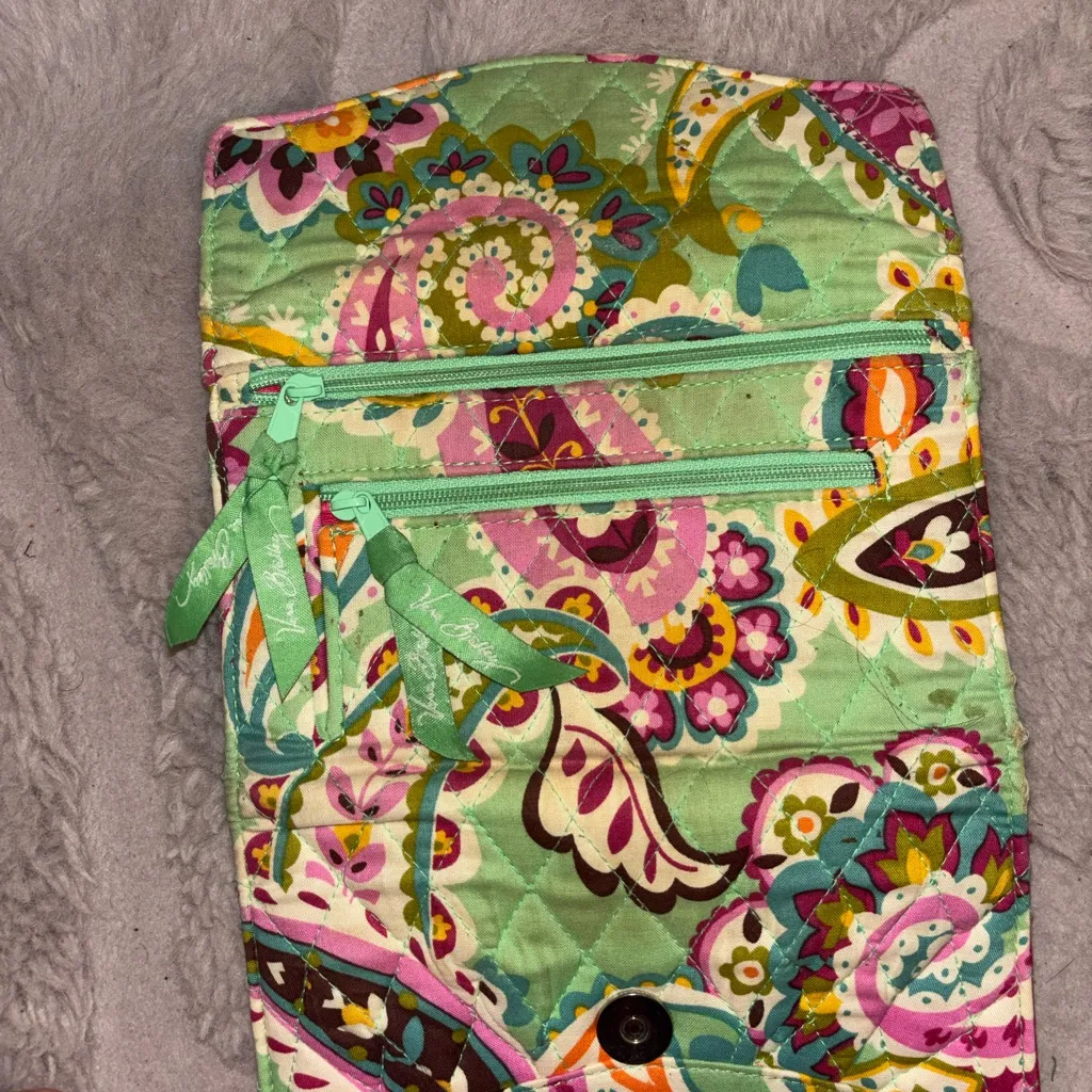 Vera Bradley Green and Purple Paisley Wallet - Image 3