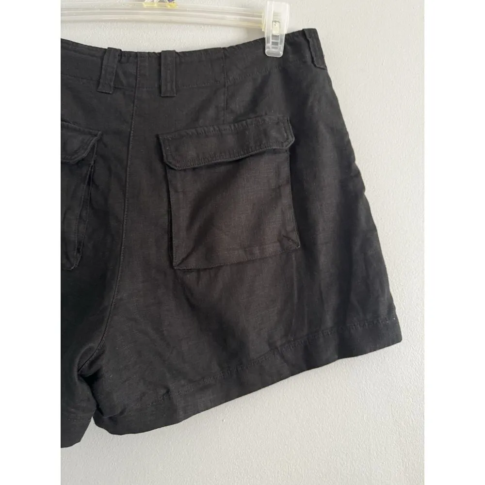 NWOT J. Crew Black Seaside Cargo Shorts In Linen Tencel Lyocell Women’s Size 12 - Image 5