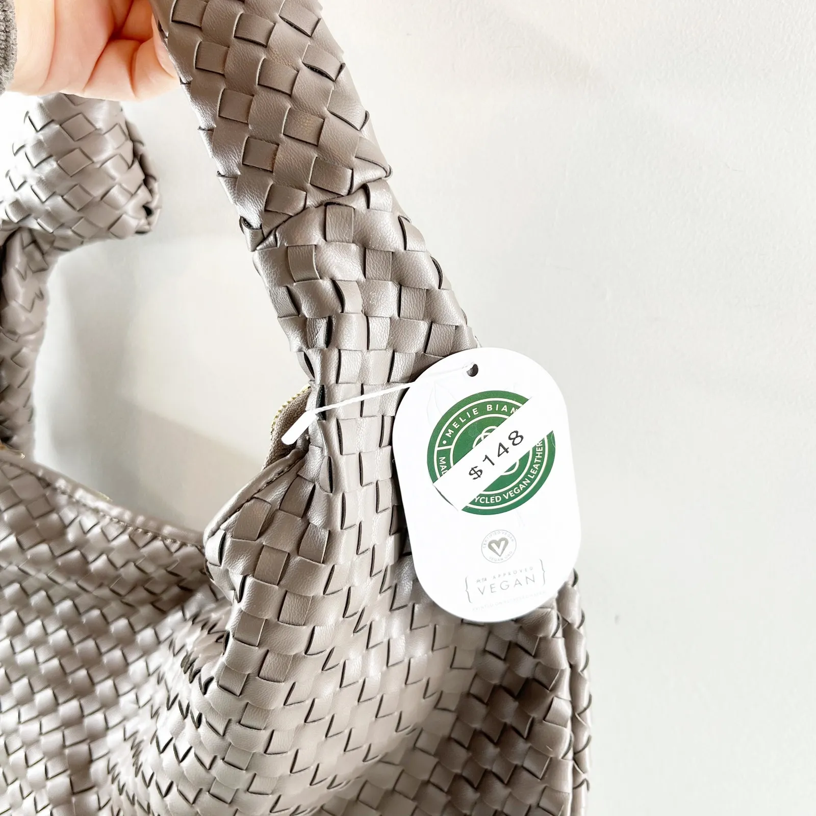 Melie Bianco Anthropologie Brigitte Woven Satchel Shoulder Bag Purse Gray - Image 6