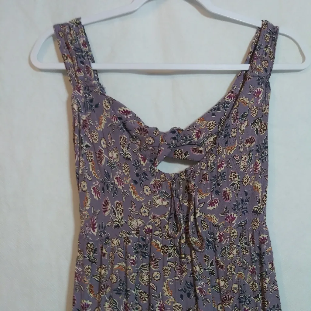 Angie Lavender Floral Sleeveless Dress with Twist Bow Detail Back Mini Size S - Image 2