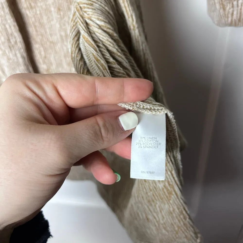 J. Jill Oversized Short Sleeve Slouchy Brown Linen Blend Cardigan Sweater XS - Image 7