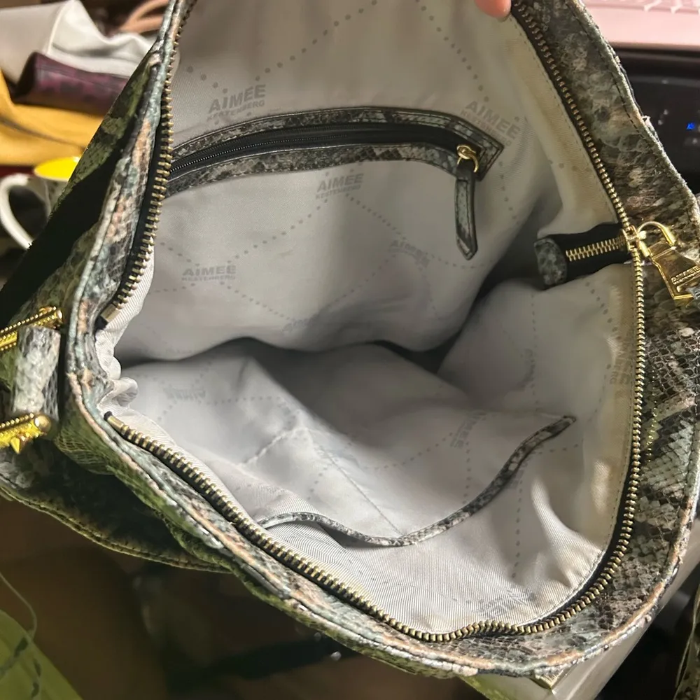 Aimee Kestenberg "Tuscany" Pebble Leather‎ & Suede Hobo in SOFT GREY COBRA NWOT - Image 9