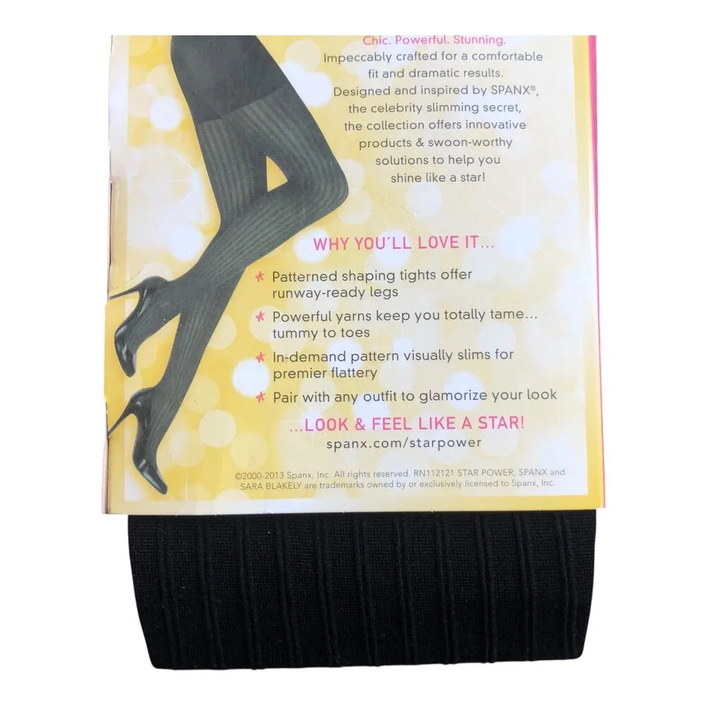 Spanx Star Power Center-Stage Ribbed Row Shaping Tights Black Size C Ribbed Row - Image 11