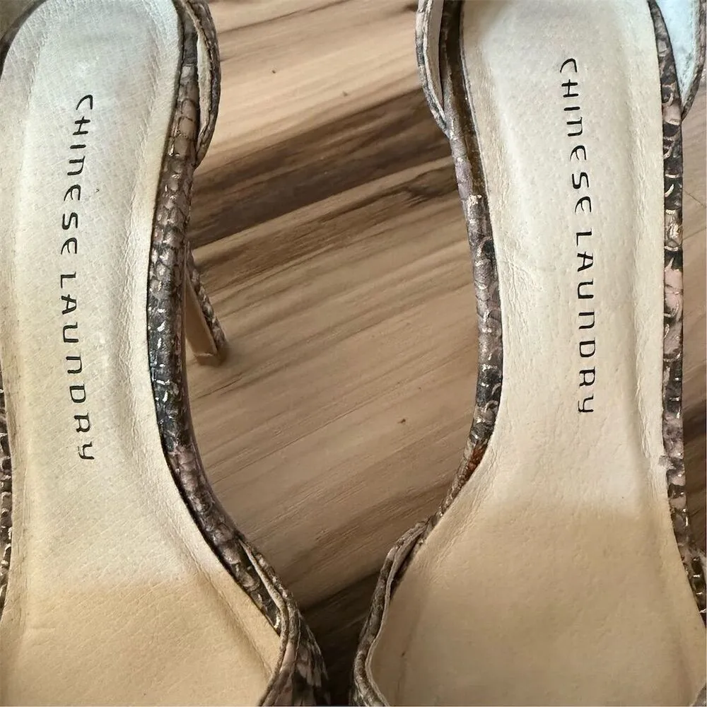 Chinese Laundry Women's Brown Snakeskin D'Orsay Heels Size 8M - Image 5