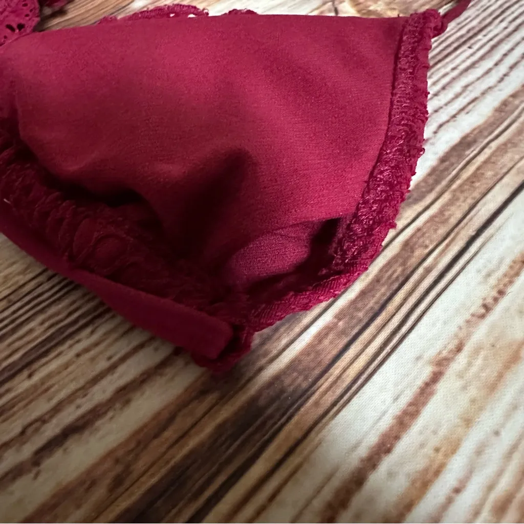 Mossimo Supply Co Mossimo Magenta Eyelet Ruffle Triangle Bikini Top Size S - Image 10