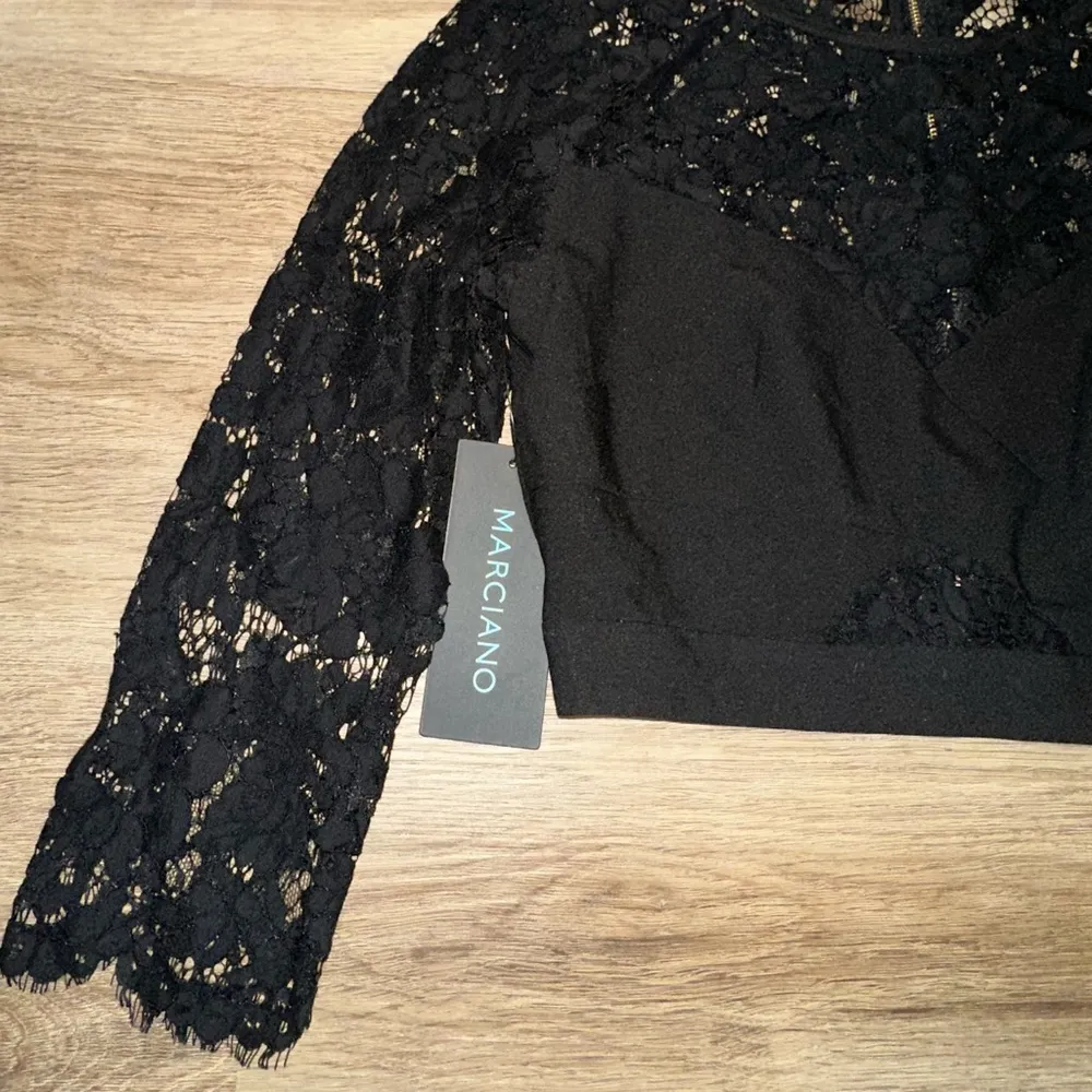 Marciano Black Lace Crop Top Blouse - Image 3