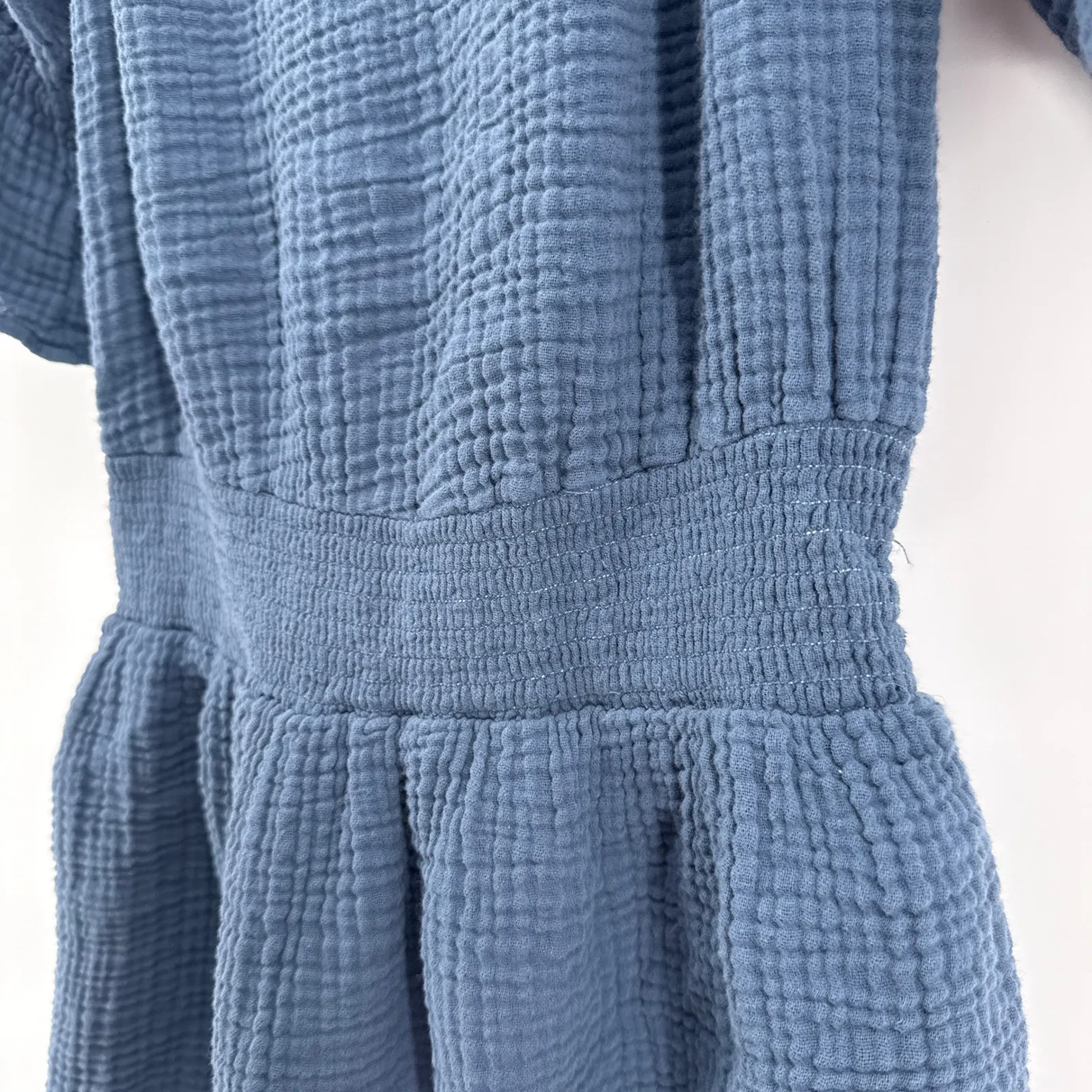 Michael Stars Katelyn Peasant Mini Dress In Lake Gauze Smocked Waist Size Large - Image 3