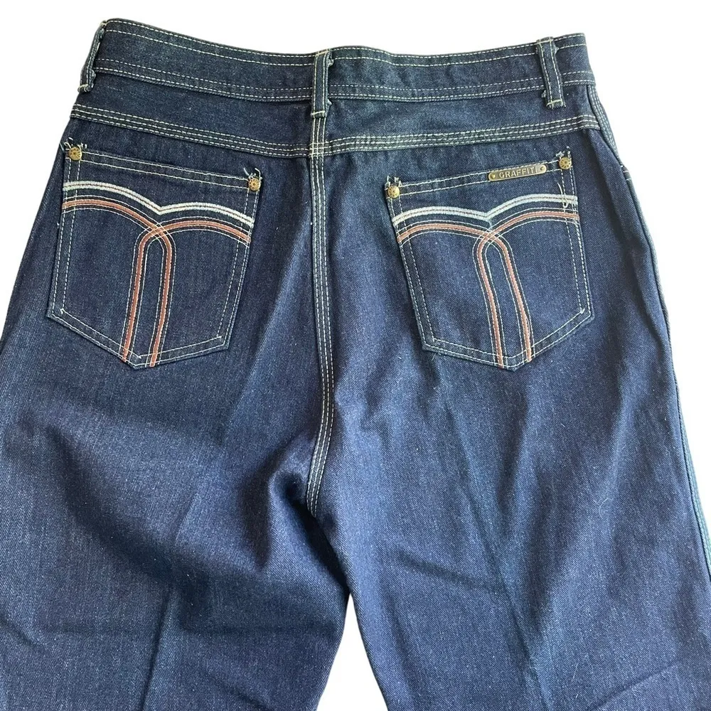 Graffiti Sportswear Denim Jeans Blue His Size 32 Hers 11 Vintage Unisex straight - Image 6