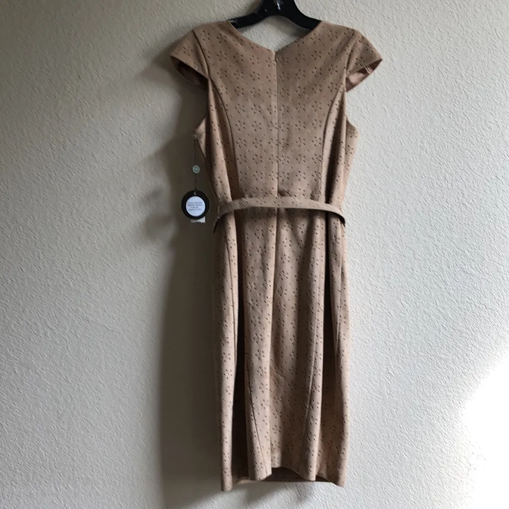Eva Franco tan vegan suede eyelet‎ midi dress with belt women’s size 8 New - Image 7