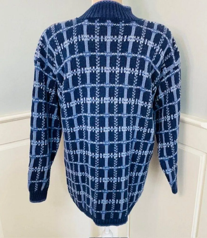 Vintage 80's Hand Knit Chunky Turtleneck Floral Cottagecore Sweater L/XL - Image 5