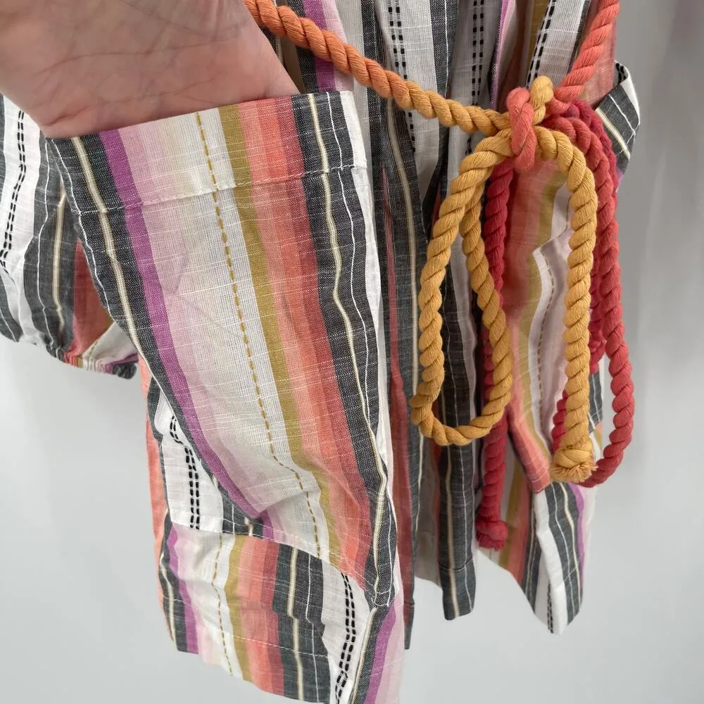 SAGE THE LABEL Cardigan Extra Small Kimono 100% Cotton Stripe Beach Travel NWT - Image 13