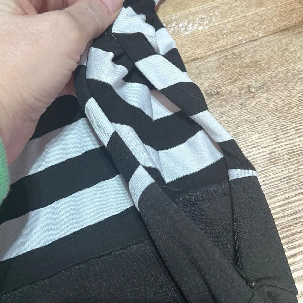 Belle Poque Women's Mini Dress Drop Waist Striped 3/4 Sleeve Black White Large White - Image 10