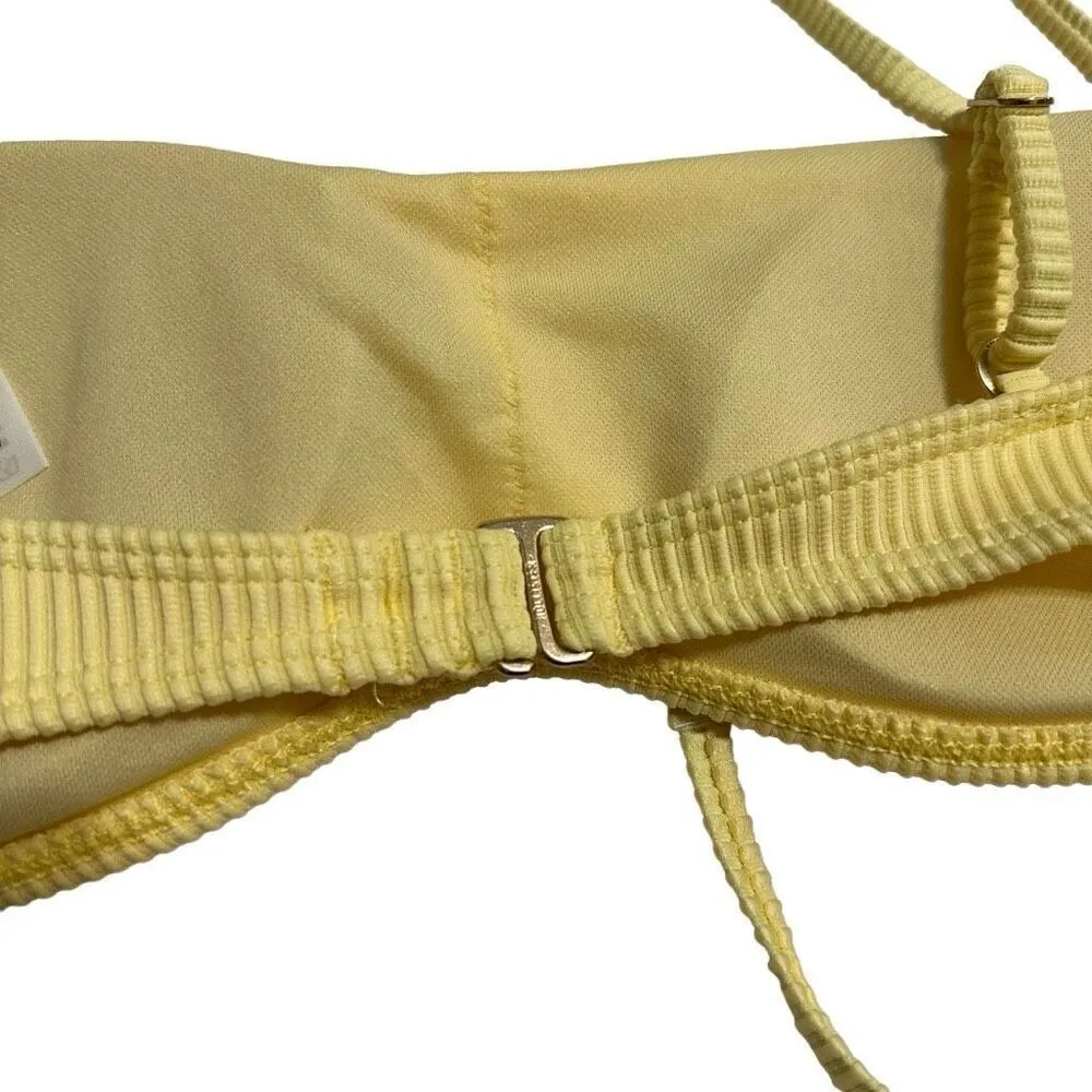 NWT Hollister Swim Top Pale Yellow Ribbed Wrap Tie Small - Image 2