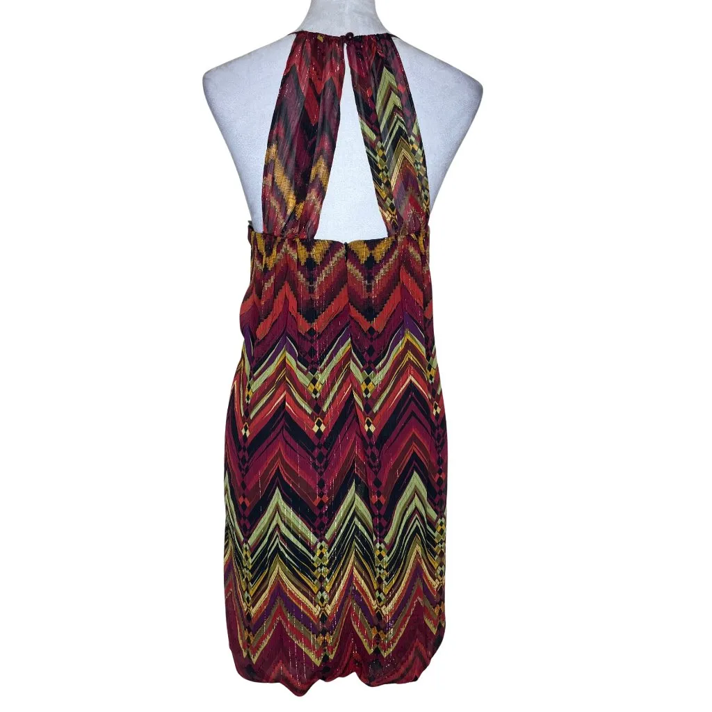 City Triangles Women's Aztec Mosaic Chiffon Multi Color Cut out Dress Size 13 - Image 3