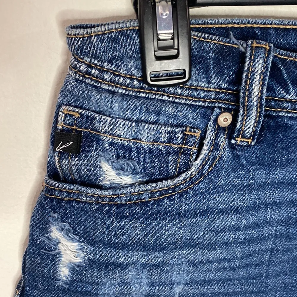 New Kancan for Maurices High Rise Ripped Button Fly 3.5” Short size 24 Blue - Image 4
