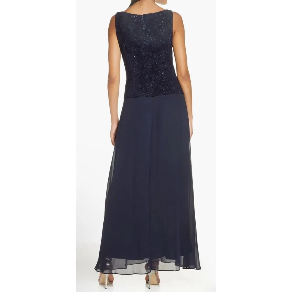 Alex Evenings Blue Sparkle Maxi Dress Sequin‎ Size 18 Formal Bridal - Image 2