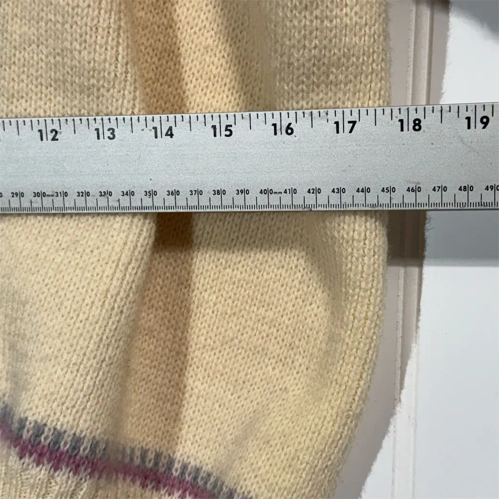 Fjord Knitwear Norway Cardigan Small Nordic Wool Sweater Pewter Clasps Fair Isle Pink - Image 5