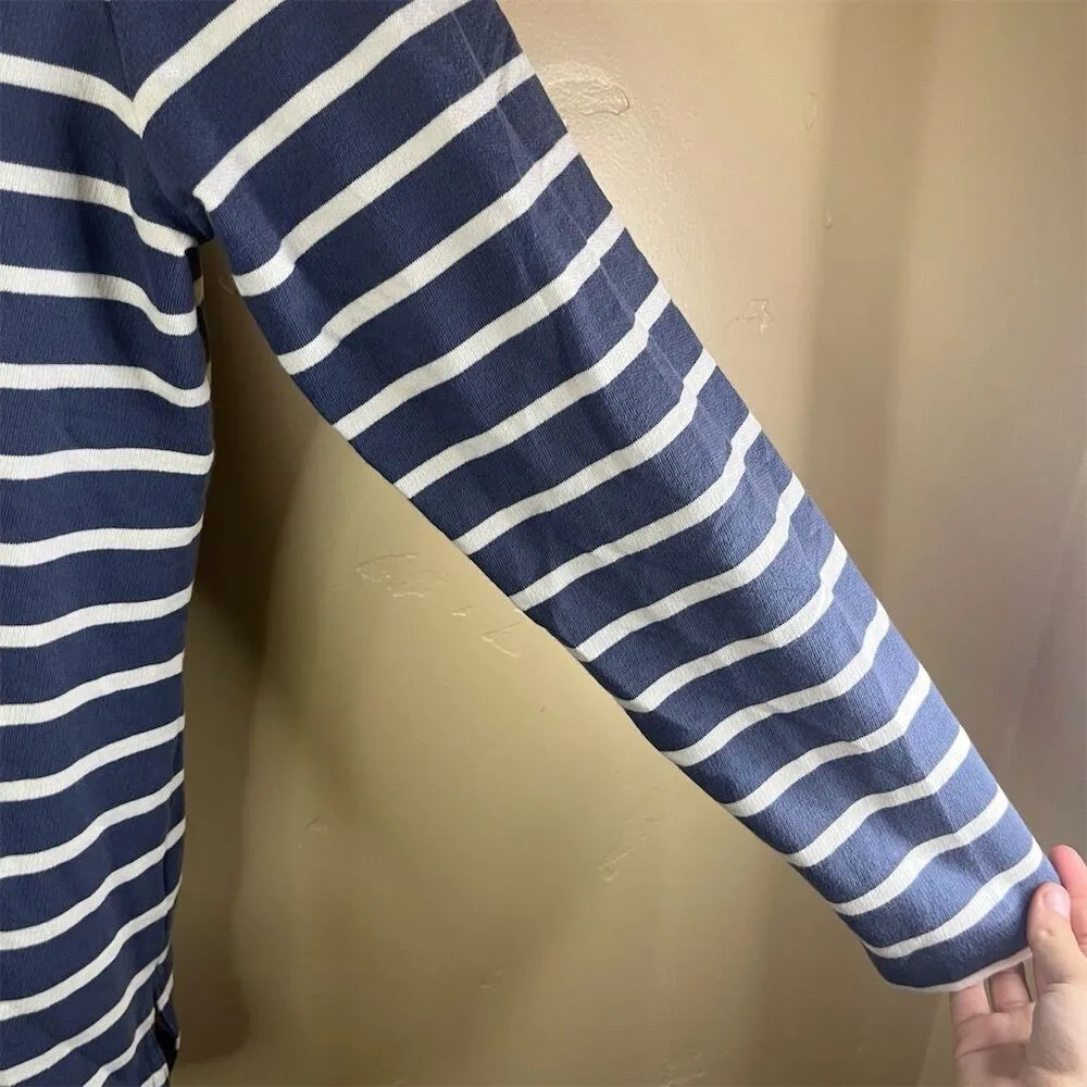 VTG L.L.Bean Women's Striped‎ Button-Up Hoodie Blue Preppy Outdoor Small Petite - Image 5