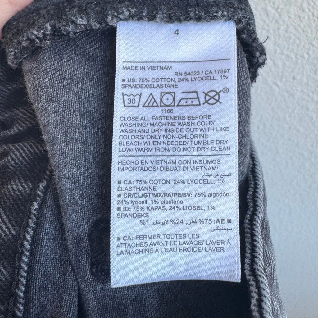 Old Navy Ski Hi Wide Leg Barrel Gray Black Solid Wash Jeans Size 4 /27 Inseam 29 - Image 5