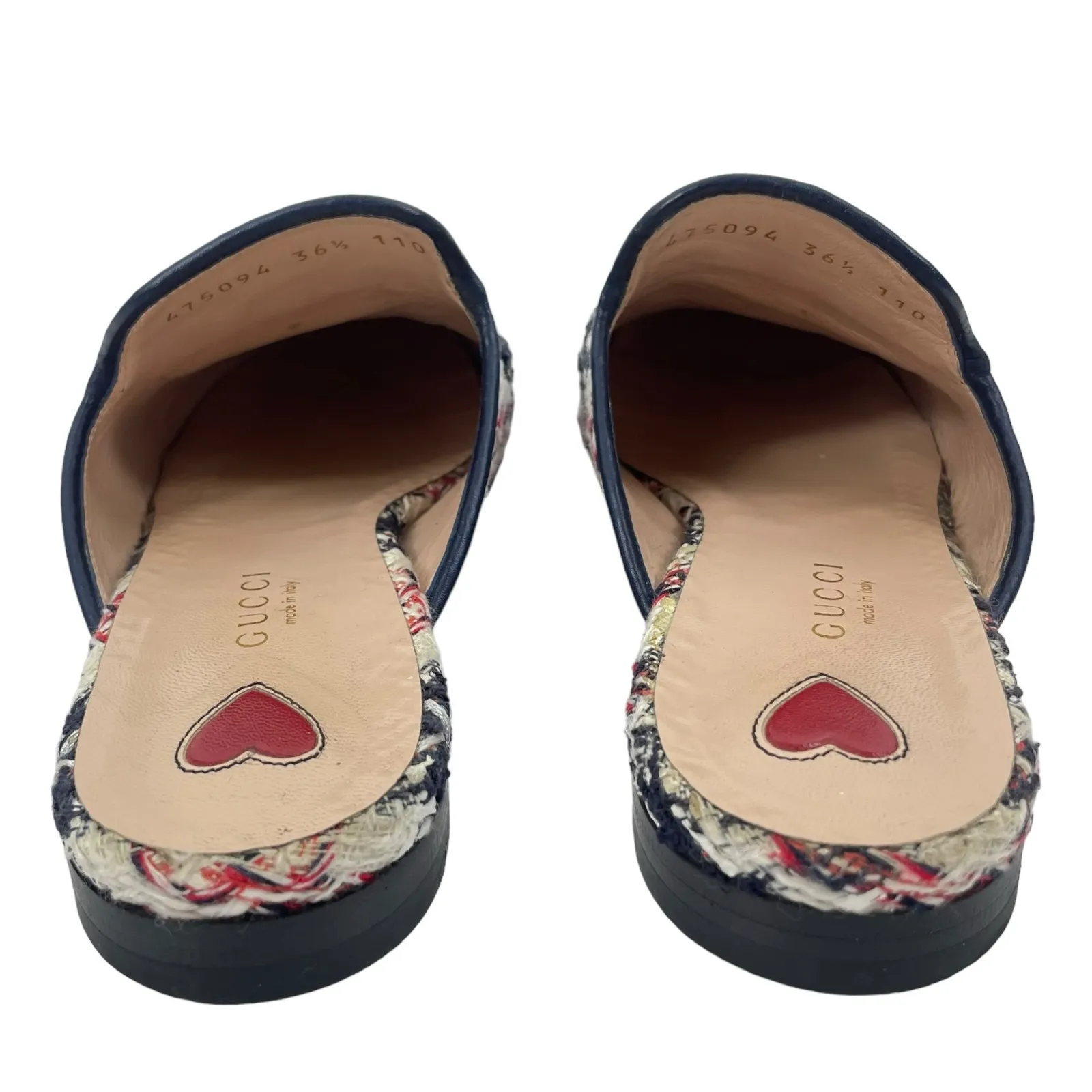 Gucci Princetown Tweed Mules Horsebit Gardenia Ink Blue Size 36.5 - Image 8