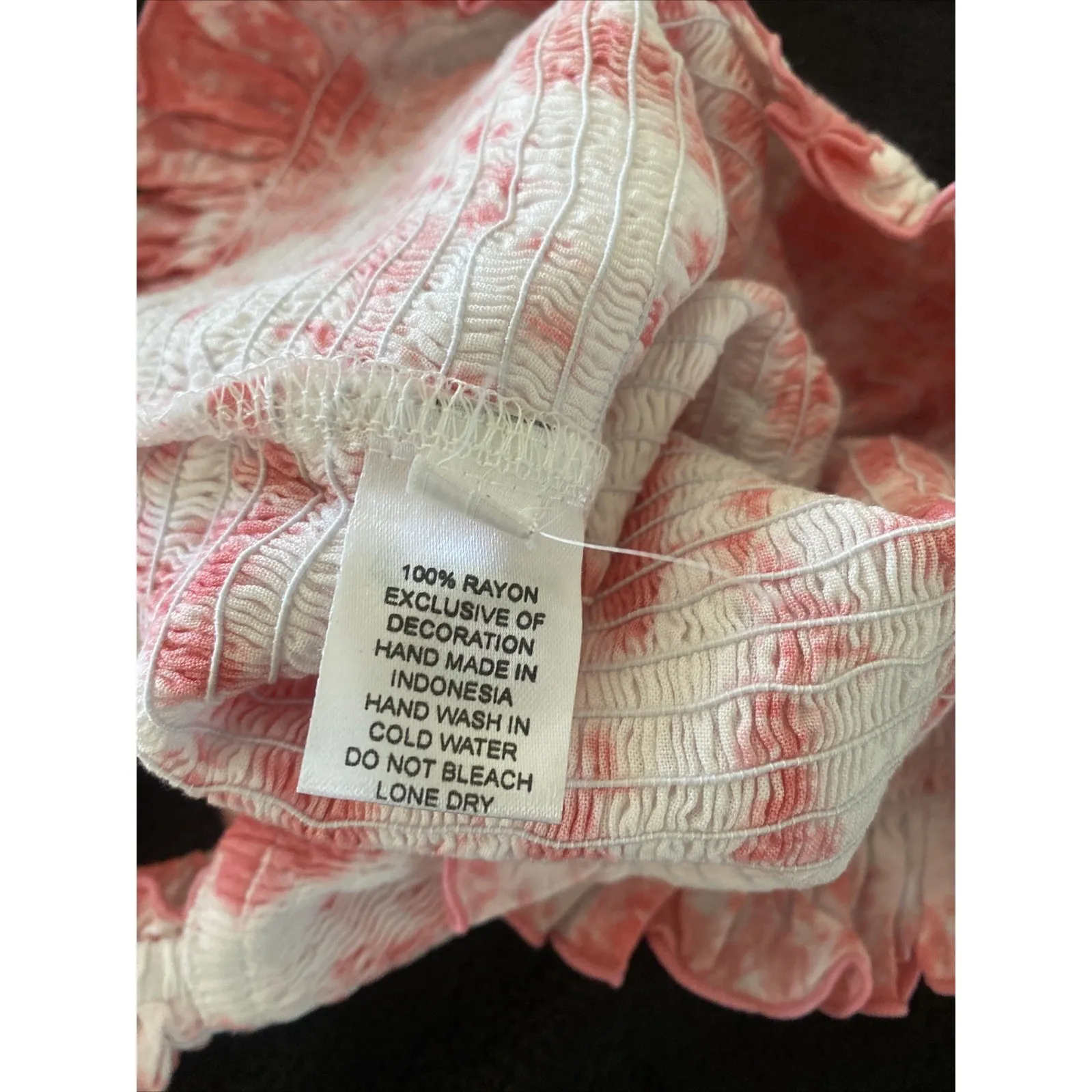 SKEMo Womens XS Izeba Pink Tie Dye Smocked Peasant Top Festival Boho Milkmaid - Image 6