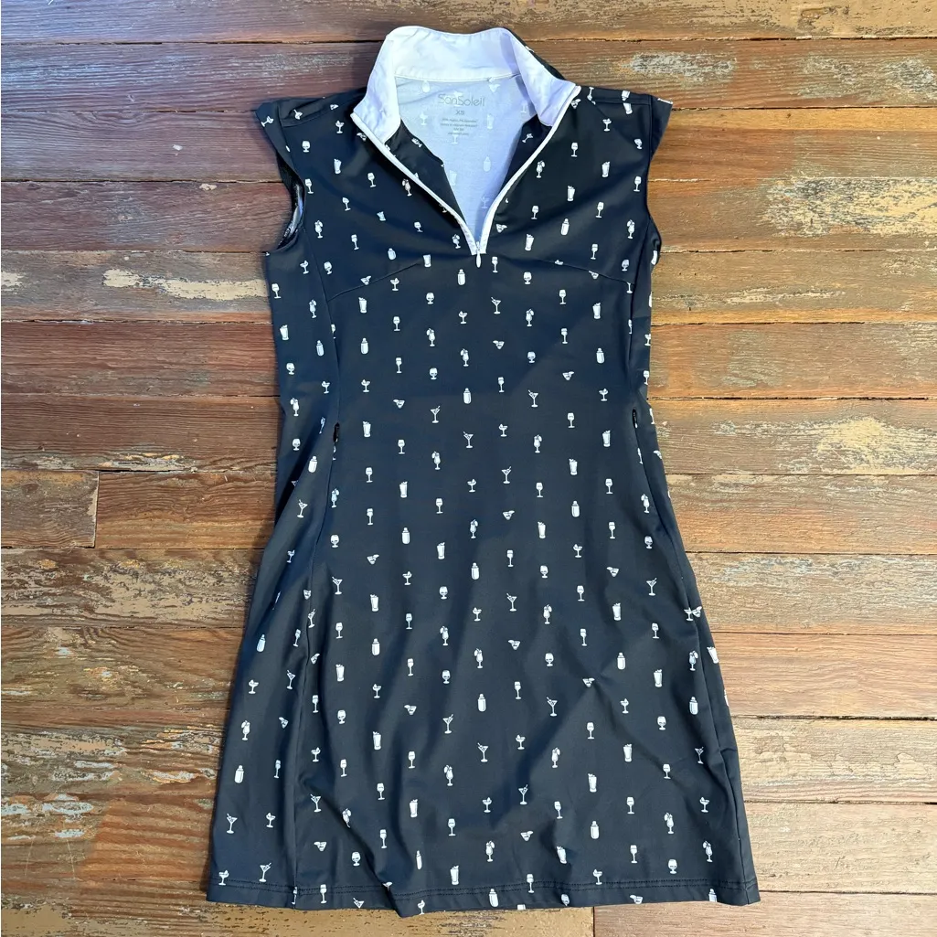 San Soleil Sleeveless 1/4 Zip Mock Neck UV 50 Dress ~ Size XS 💚🍄 Black - Image 5