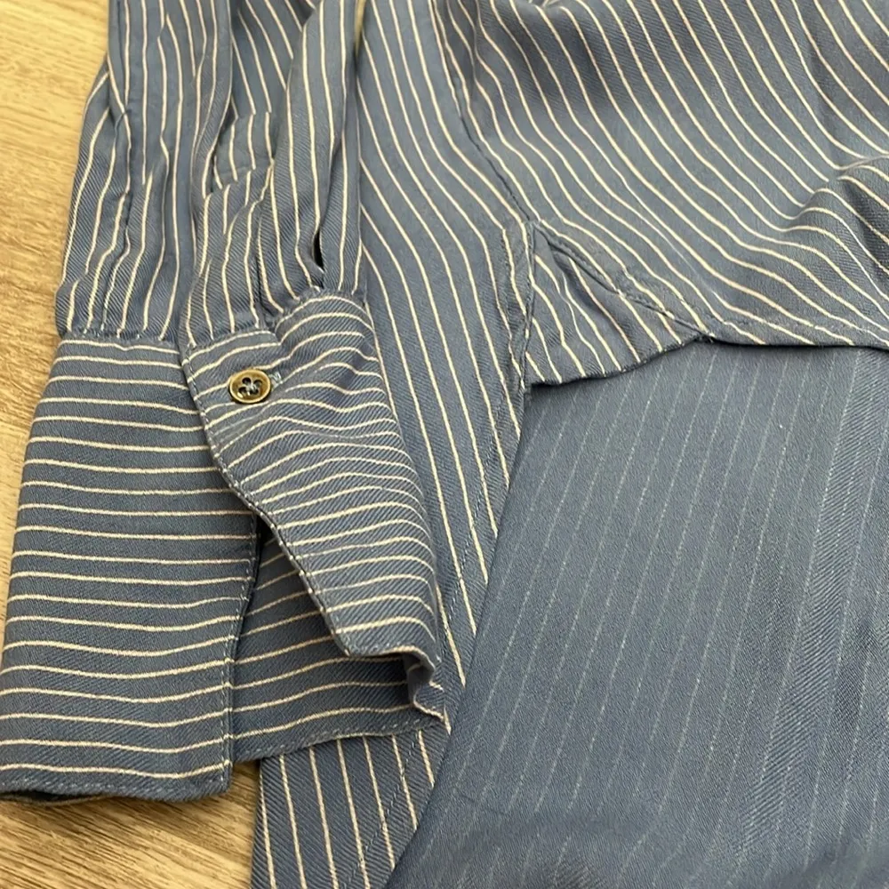 Blue & White Striped Long Sleeve Button Down Women's Shirt Size Small - Image 8