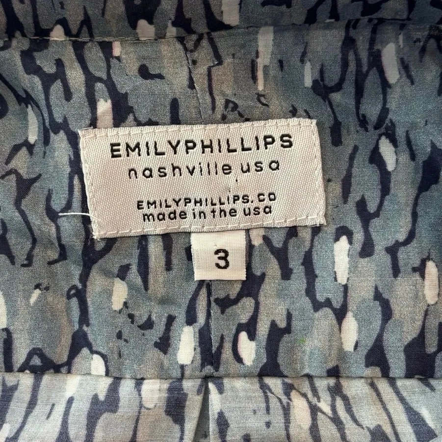 Emily Phillips Women’s Size 3 US S Blue Print Mini Shirt Dress Made in USA - Image 3