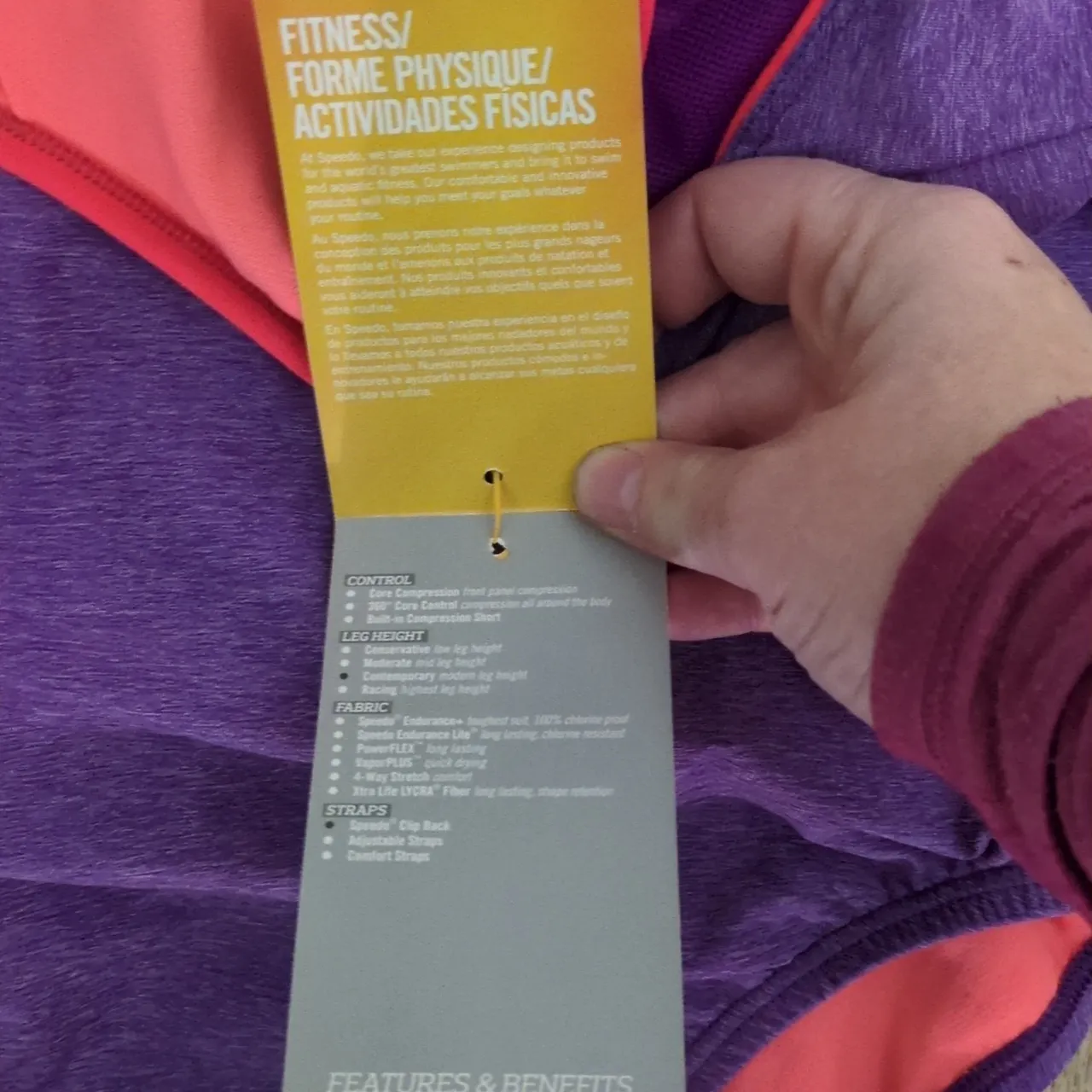 Speedo Vivid Violet Fitness One Piece SwimSuit Size 10 - Image 5