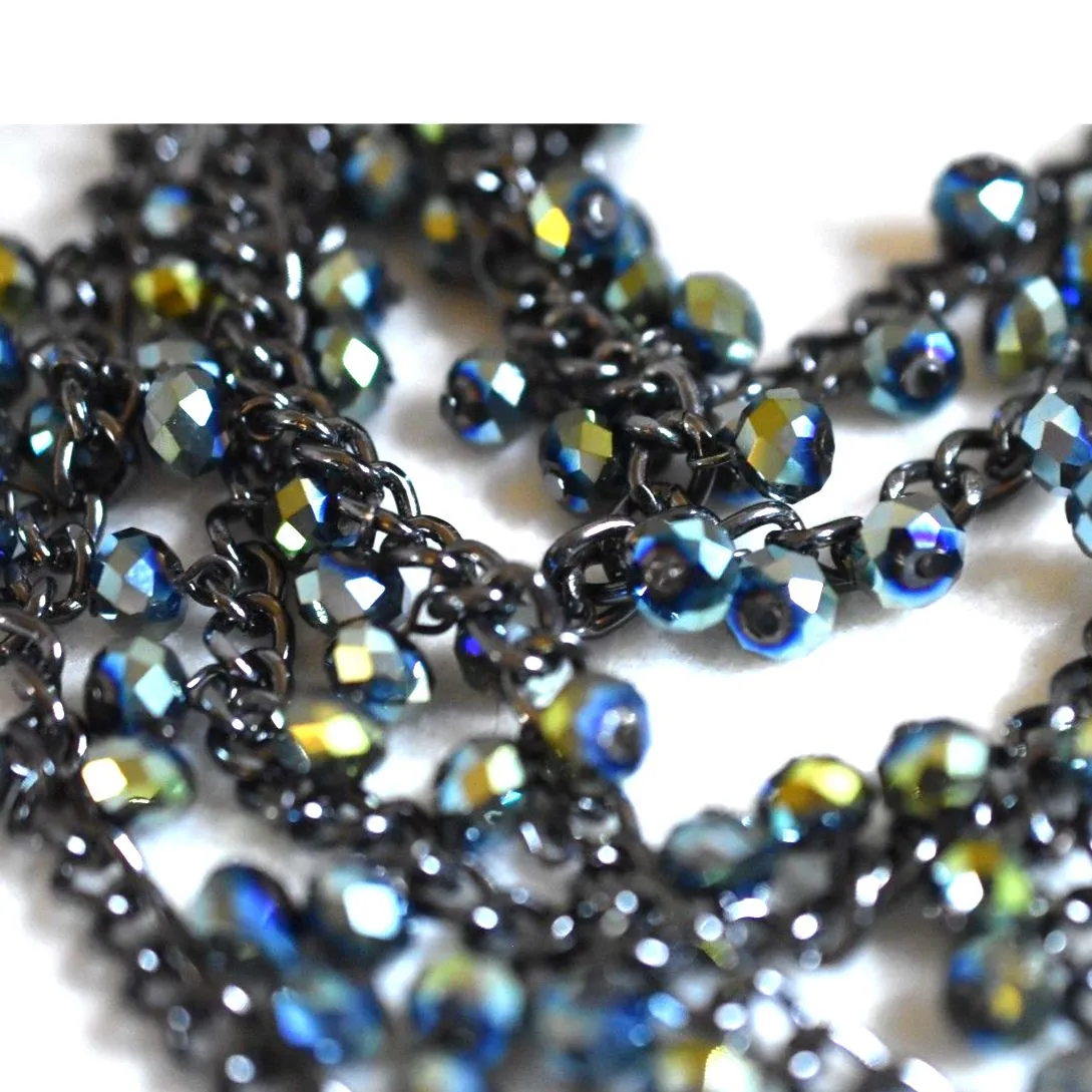 Premier Designs Movers & Shakers Gunmetal Blue Glass Bib Grunge/Goth Necklace - Image 3
