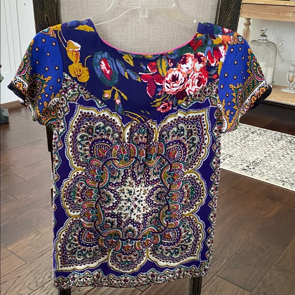 Anthropologie Moulinette Soeurs Teresita scarf printed blouse top size 4 - Image 5