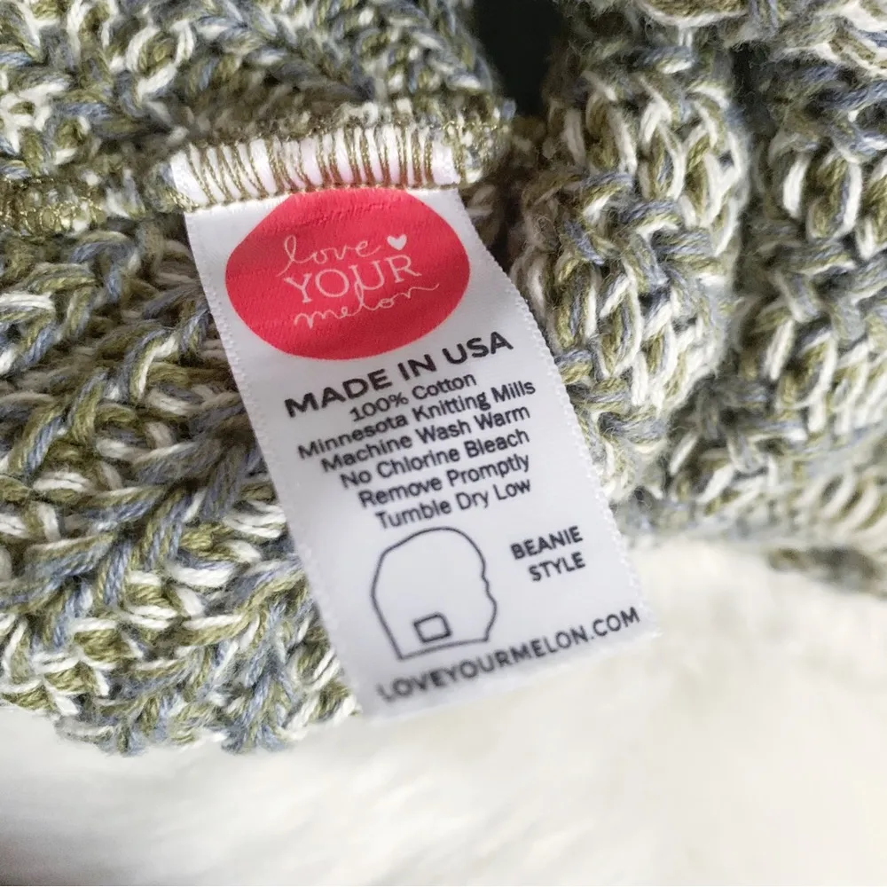 Gray Cable Knit Woven Cotton Boho Beanie OS - Image 2