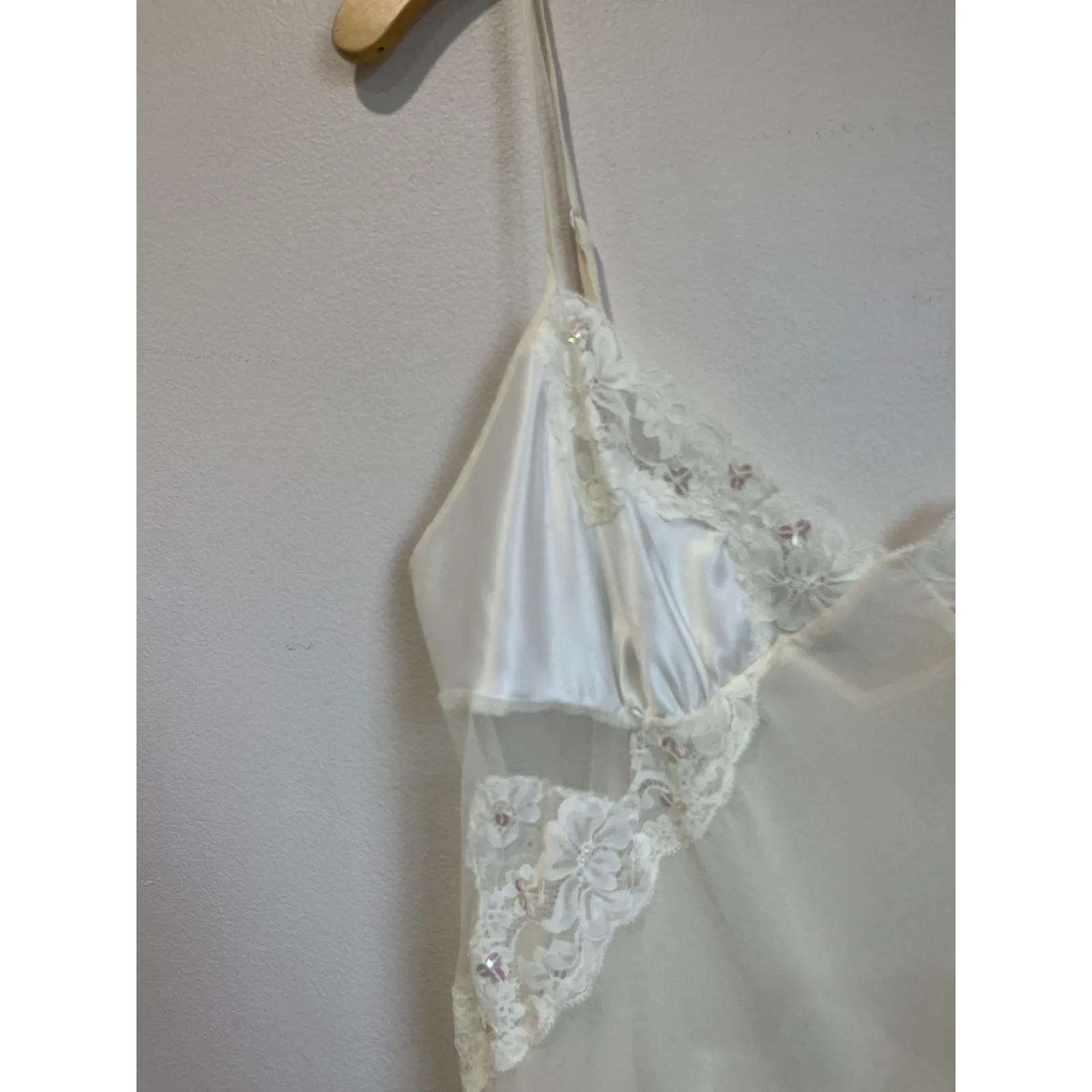 Victoria’s Secret Vintage Silk Lace Sheer Slip Mini Dress Y2K Size L - Image 4