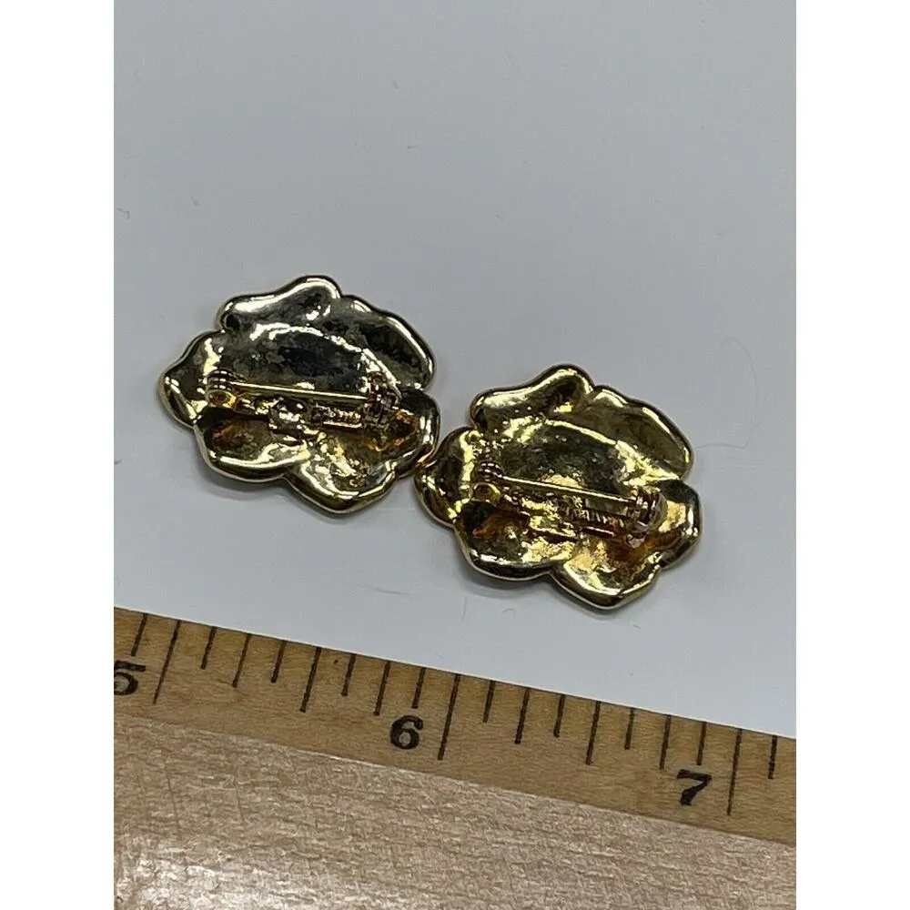 Vintage Tropical Floral Brooch Pins Pin Gold - Image 4