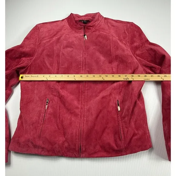 Valerie Stevens Suede Leather Jacket Full Zip Moto Style Pink XL - Image 3