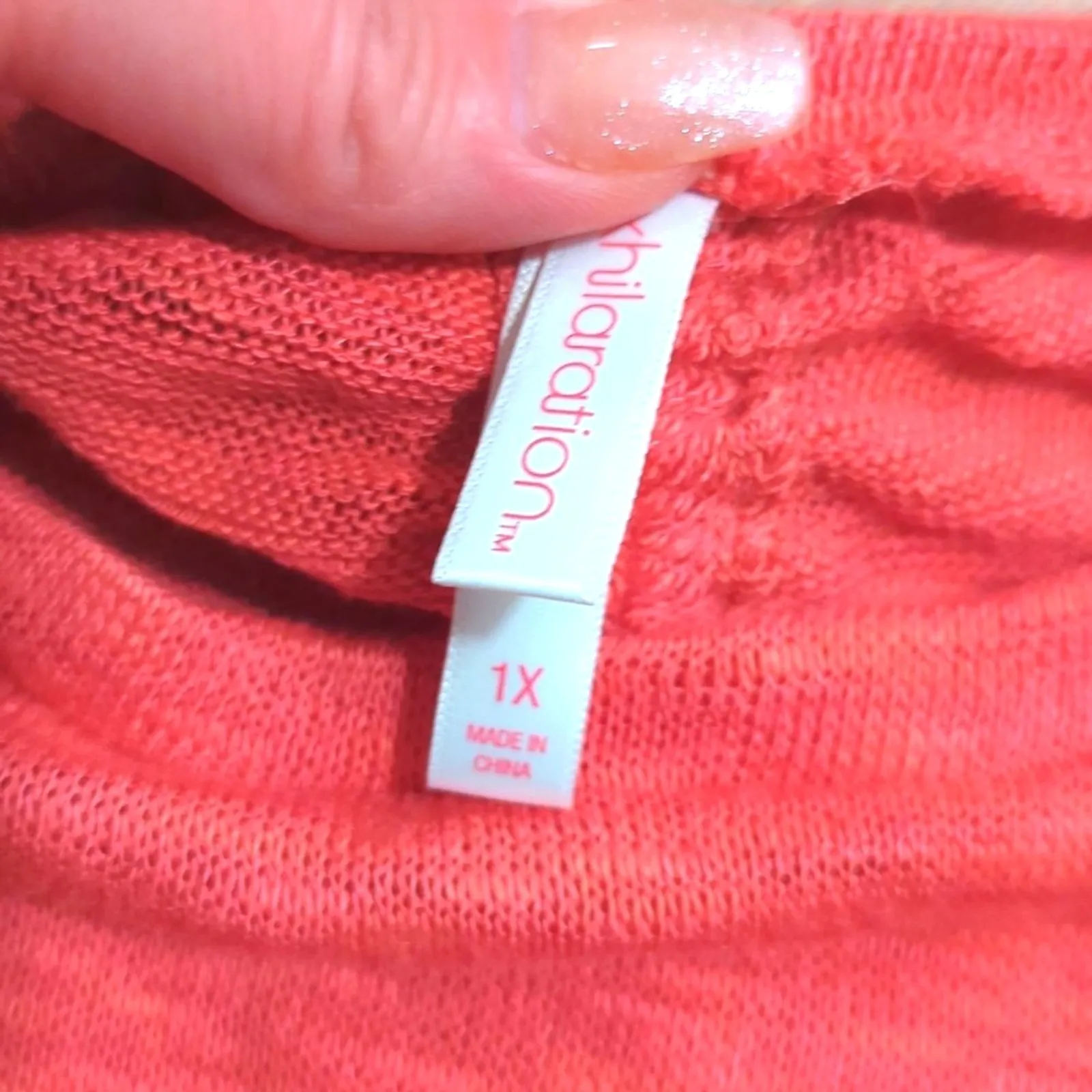 🆕 Xhilaration Plus 1x Coral hi low Peplum Babydoll sweater top shirt NWT hippie - Image 2